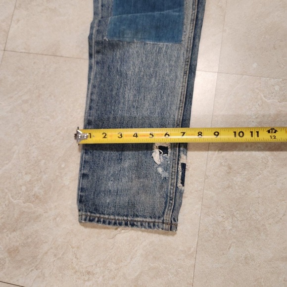 La Vie Rebecca Taylor Patched Velvet & Rigid Blue Denim Jeans Womens Size 27 - Picture 14 of 16